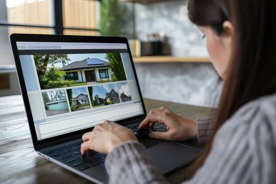 Someone browsing property listings on a laptop at home