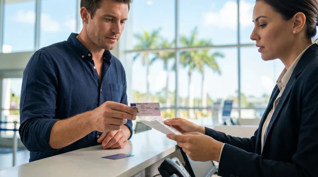A person handing over their identity card to be verified before renting a property